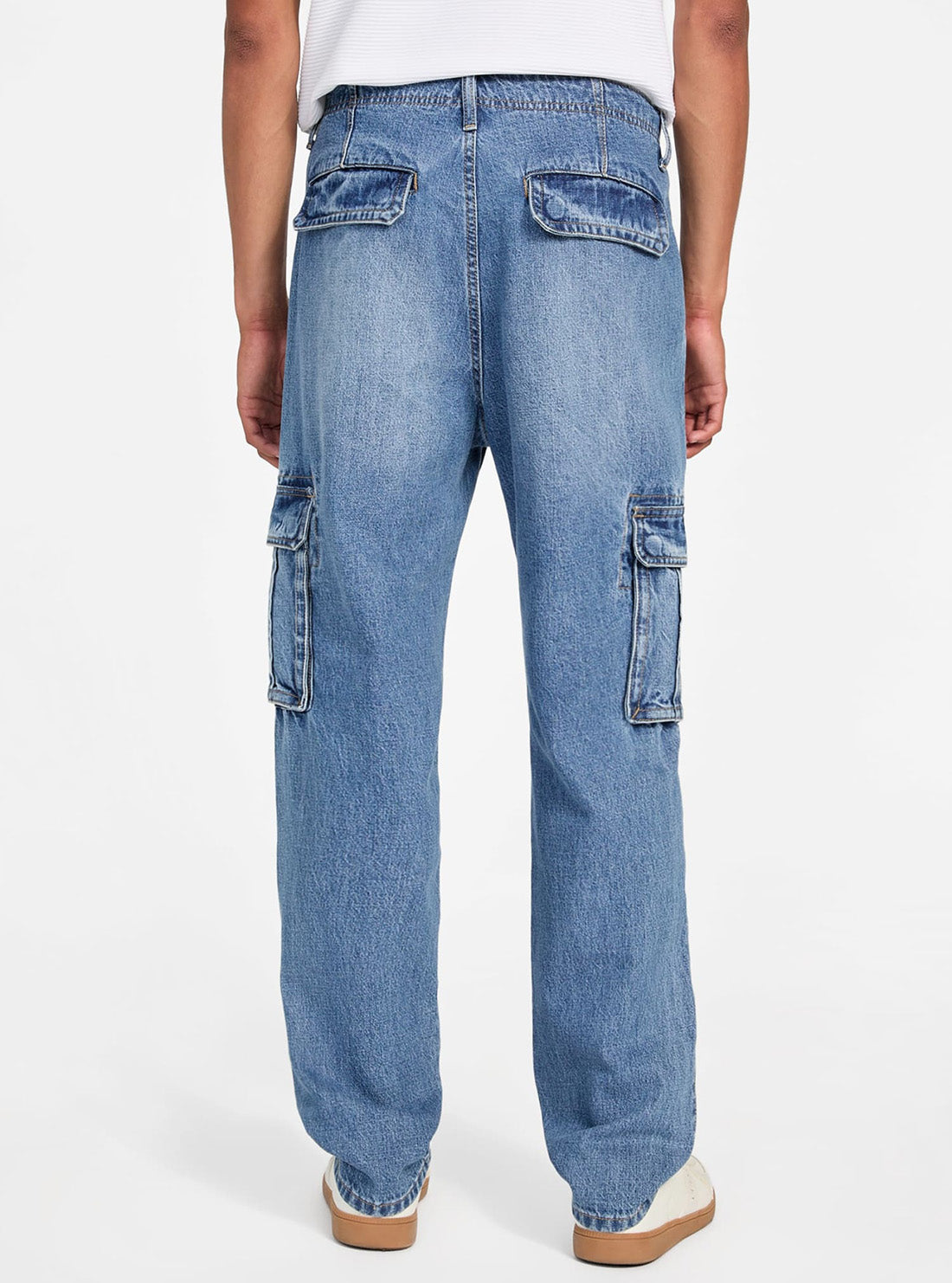 GUESS Mens Blue Owen Cargo Denim Pants M5GAT5D5QG0 Back View