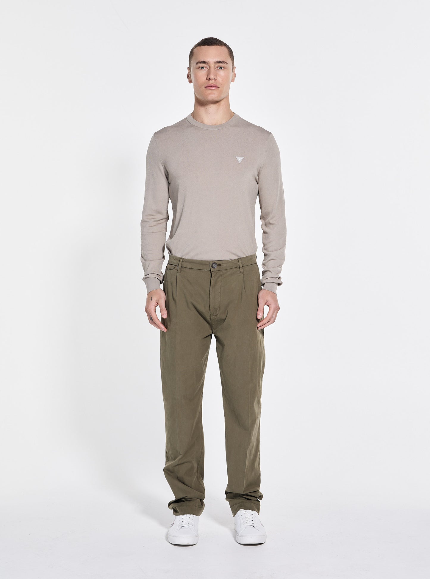 GUESS Mens Green Taylor Chino Pants M5GB24WH4GA Full View_2