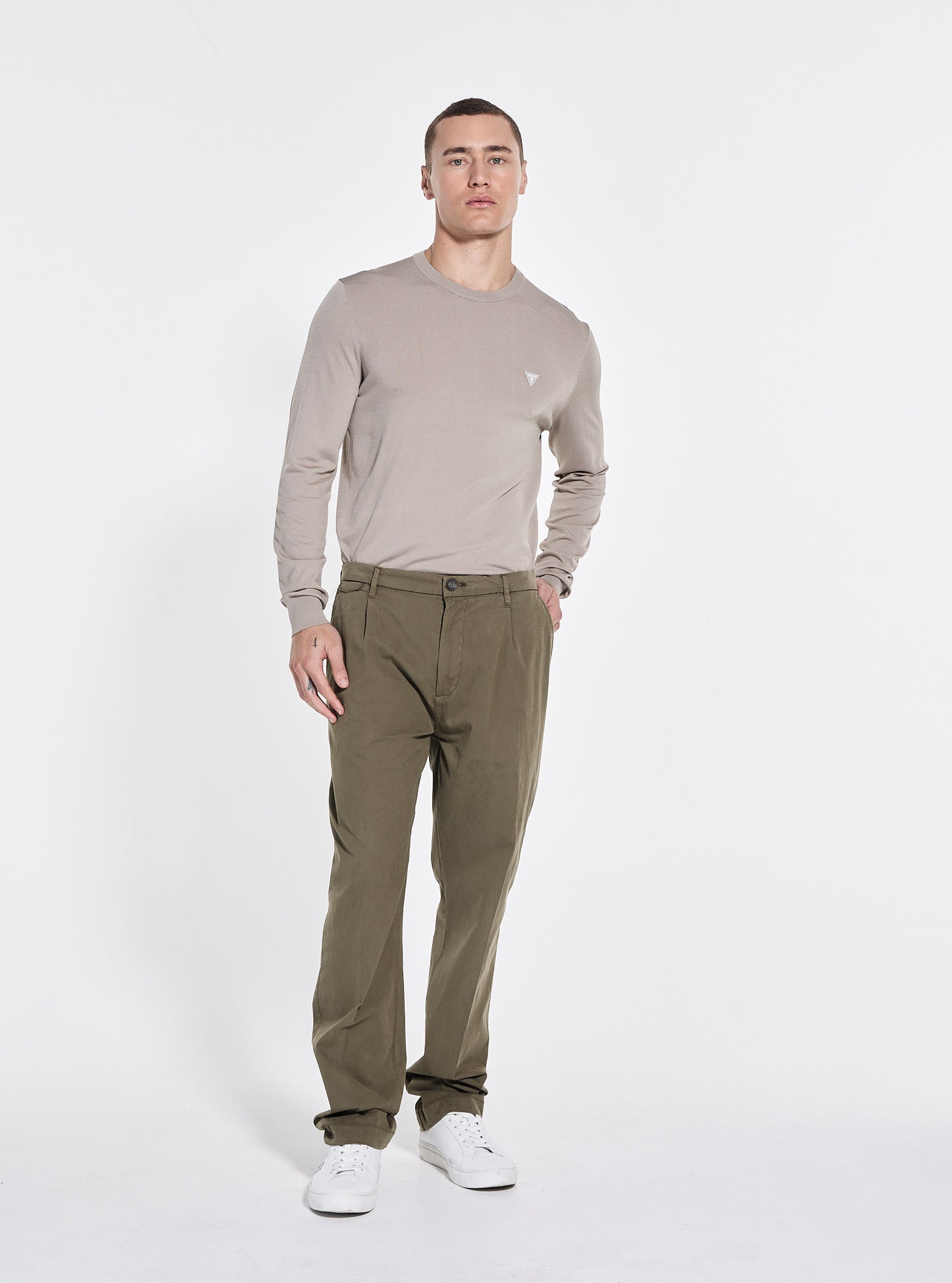 GUESS Mens Green Taylor Chino Pants M5GB24WH4GA Full View