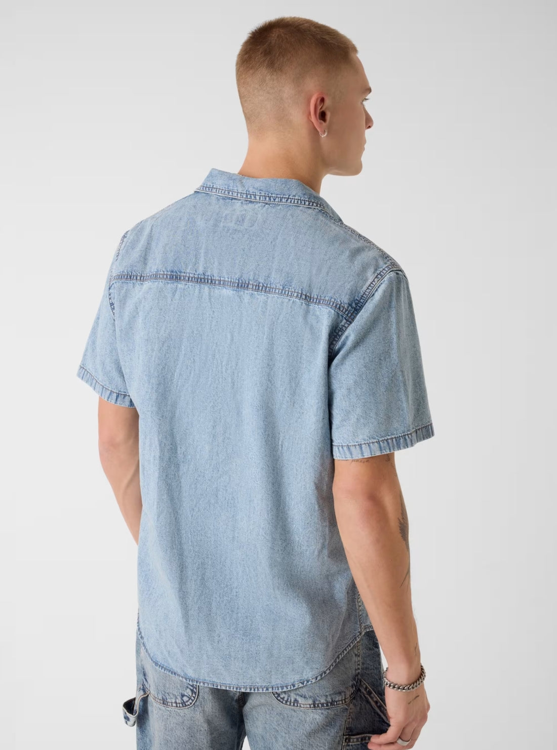 Guess Jeans Blue Regular Denim Shirt M5GH09D5NY1 Back View