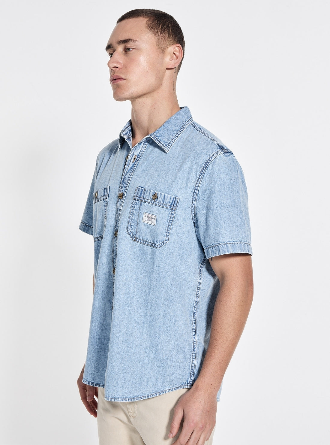 Guess Jeans Regular Denim Shirt M5GH09D5NY1 Front Side View