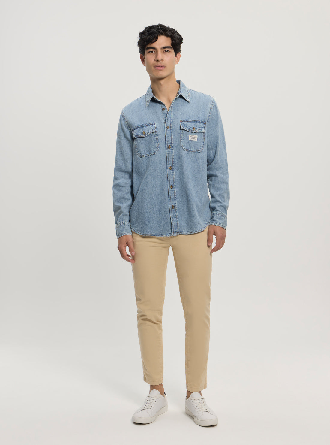 Guess Jeans Eco Blue Denim Long Sleeve Shirt M5GH56D5M82 Full View