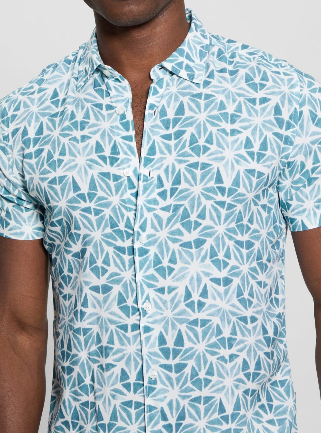 GUESS Mens Eco Blue Watercolor Ryaon Shirt M5GH58WD4Z2 Detail View