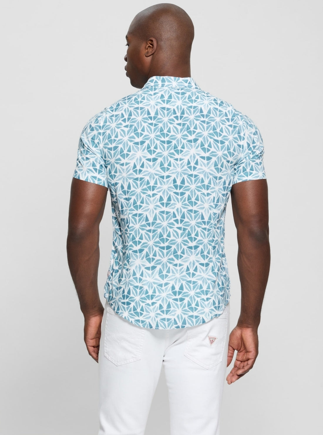 GUESS Mens Eco Blue Watercolor Ryaon Shirt M5GH58WD4Z2 Back View