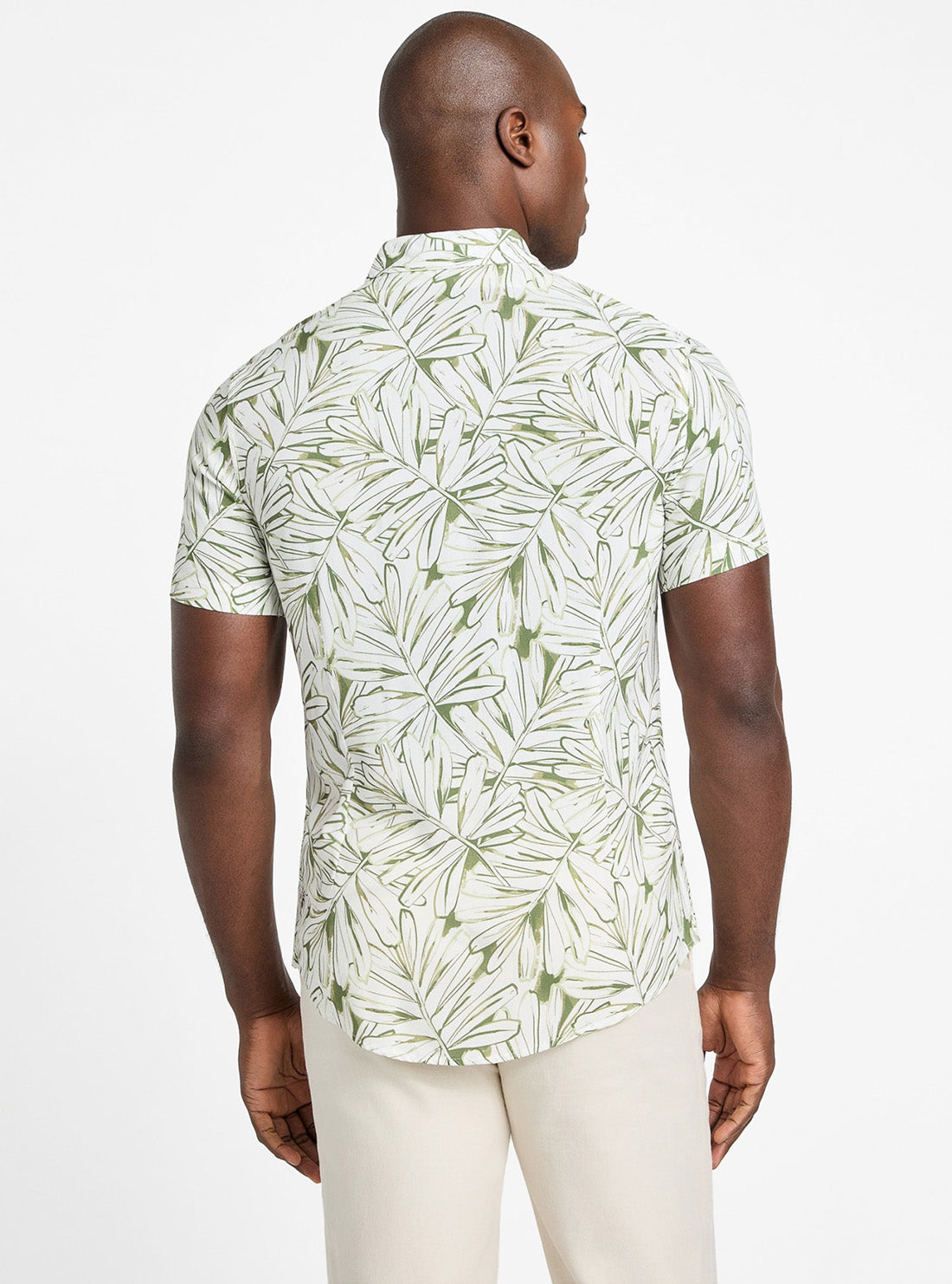 Green Rayon Palm Shirt M5GH75WD4Z2 Back View