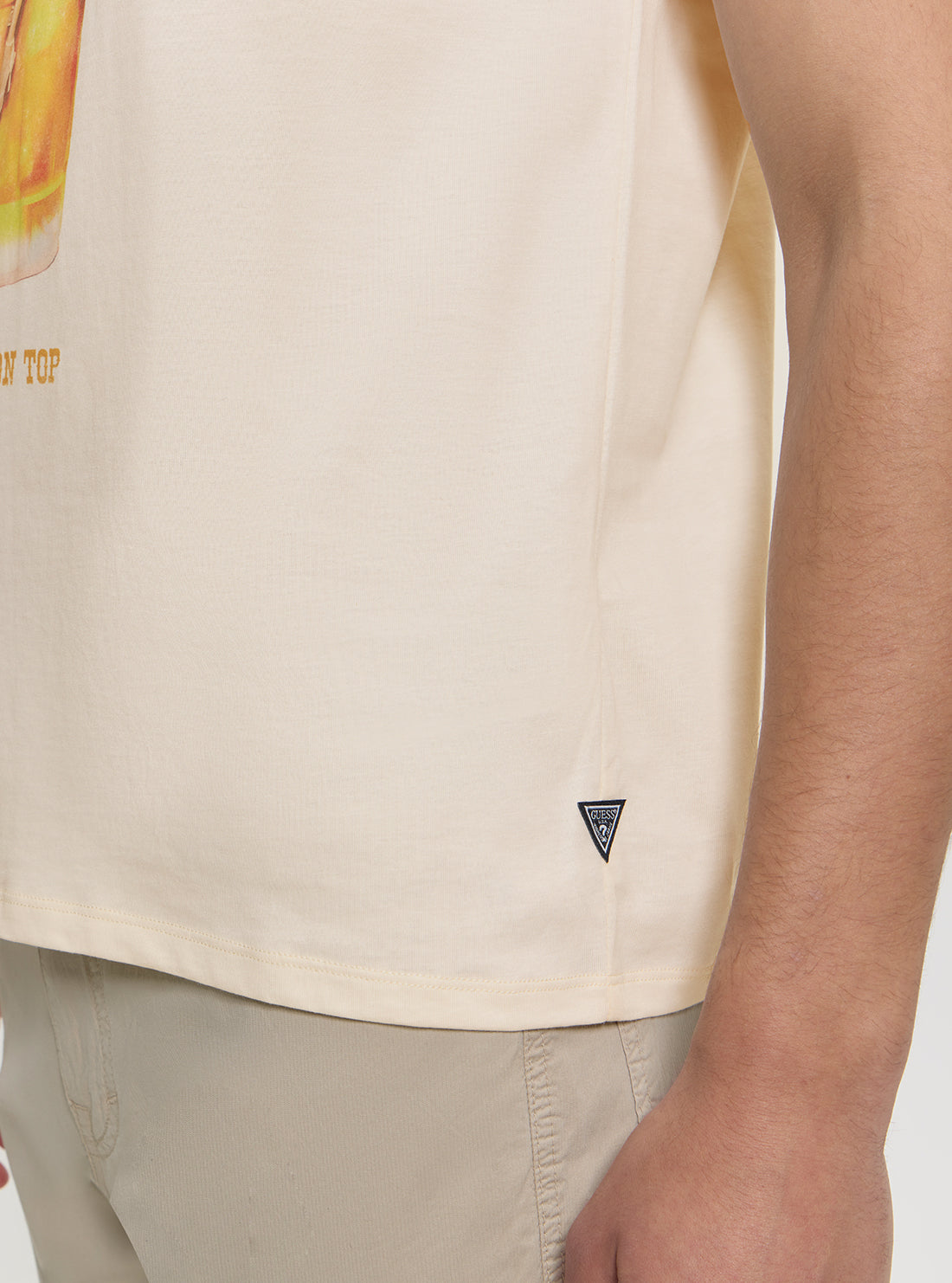 GUESS Mens Eco Beige Whiskey Sour Graphic T-Shirt M5GI01KBW41 Detail View