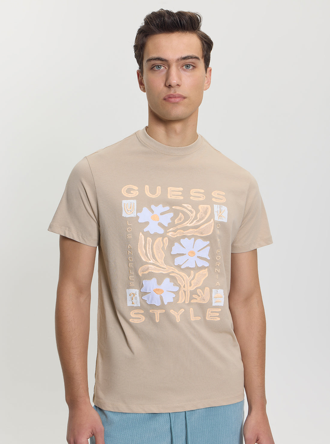 GUESS Mens Beige Guess Style T-Shirt M5GI05I3Z14 Front View