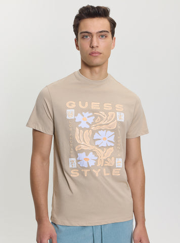 GUESS Mens Beige Guess Style T-Shirt M5GI05I3Z14 Front View