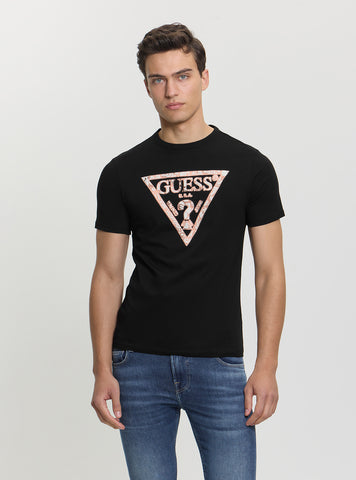 GUESS Mens Black Logo Triangle T-Shirt M5GI06I3Z14 Front View