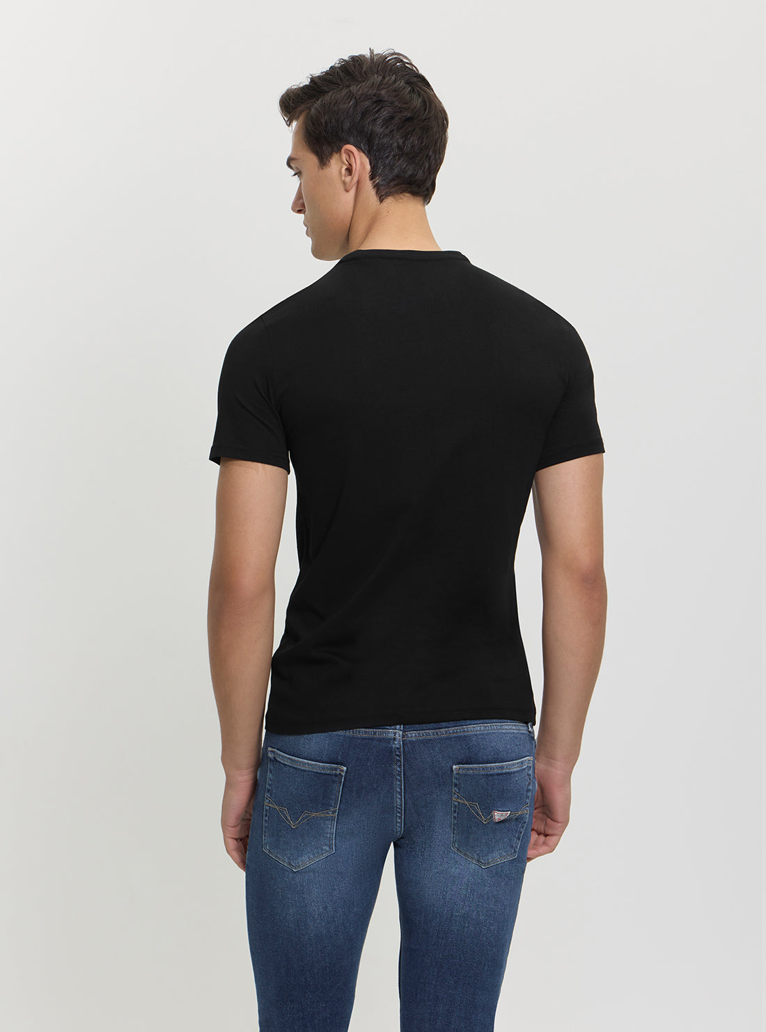 GUESS Mens Black Logo Triangle T-Shirt M5GI06I3Z14 Back View