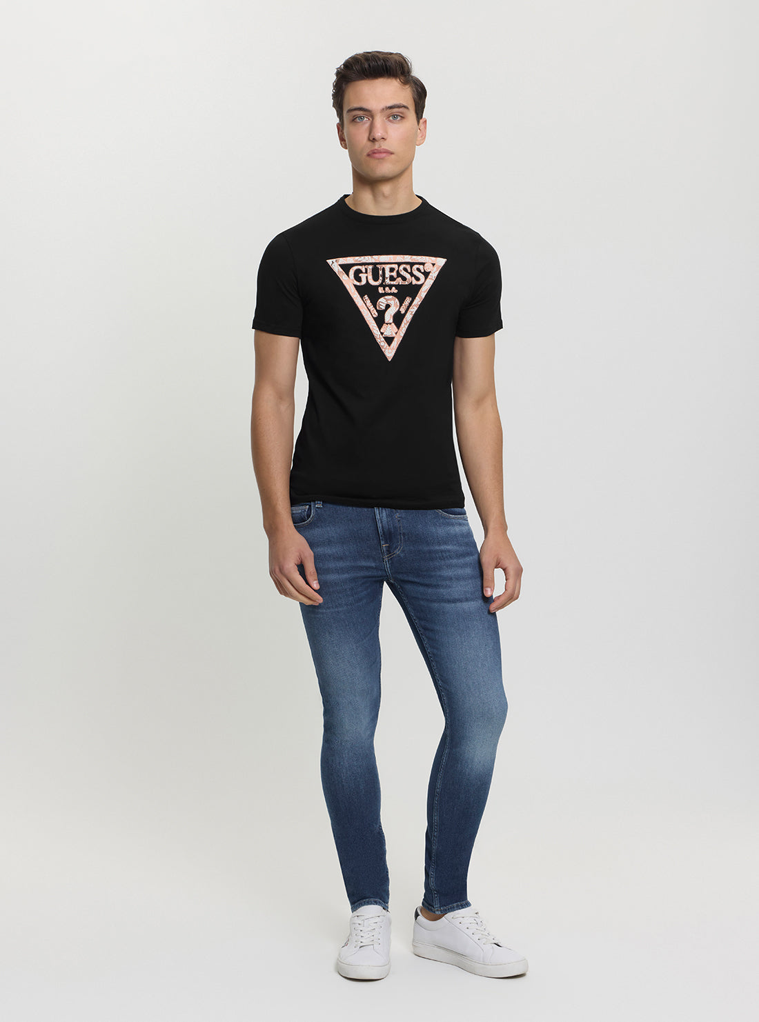 GUESS Mens Black Logo Triangle T-Shirt M5GI06I3Z14 Full View