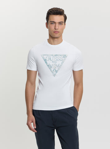 GUESS Mens White Logo Triangle Tee M5GI06I3Z14 Front View