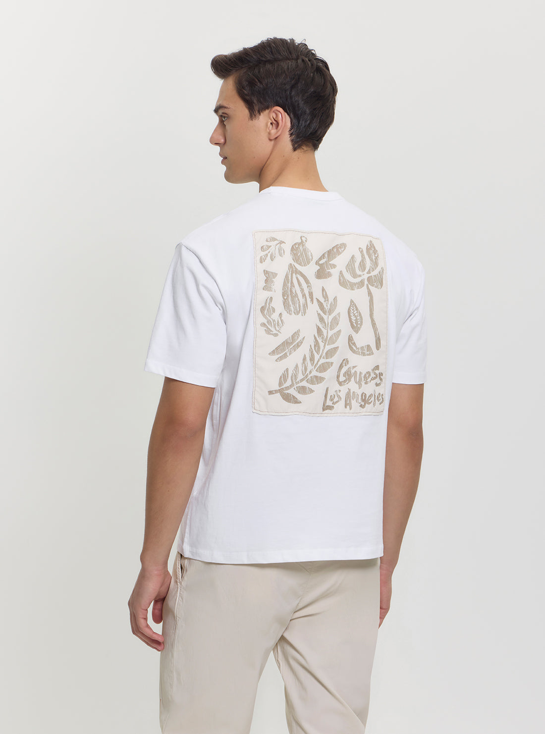 GUESS Mens White Patch at Back T-Shirt M5GI13K8FQ4 Back View