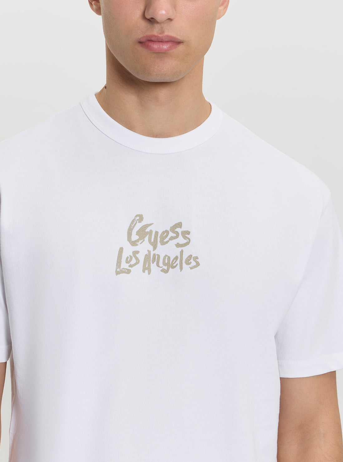 GUESS Mens White Patch at Back T-Shirt M5GI13K8FQ4 Detail View