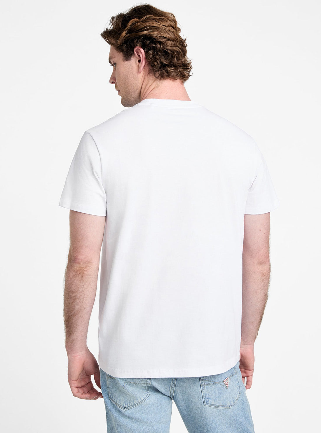 GUESS Mens White Flower Embroidered T-Shirt M5GI16K8FQ4 Back View