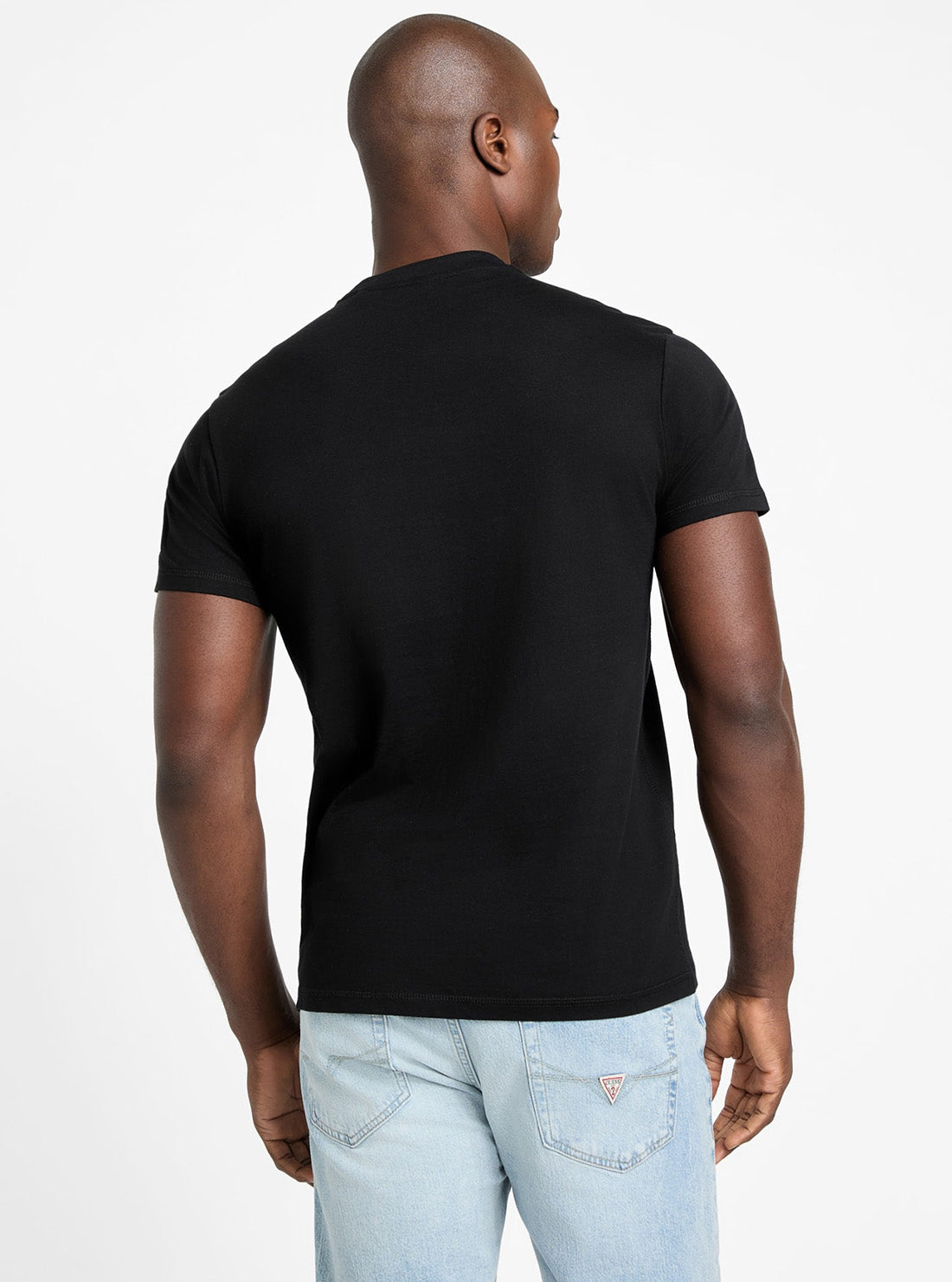 GUESS Mens Black Flower Embroidered T-Shirt M5GI16K8FQ4 Back View