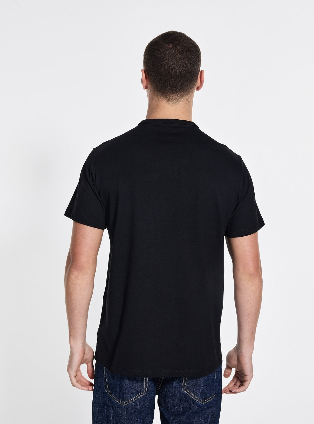 GUESS Mens Black Script Graphic T-Shirt M5GI17K8FQ4 Back View