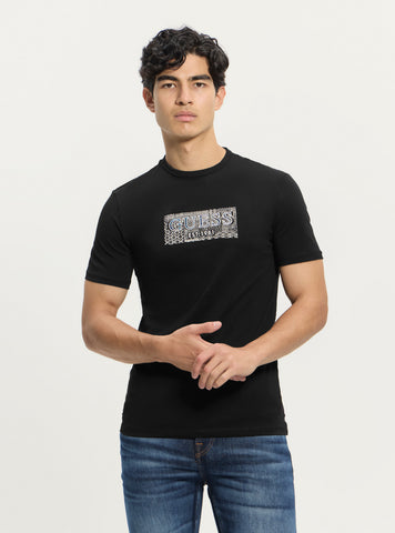 GUESS Mens Black Front Box Logo T-Shirt M5GI19J1314 Front View