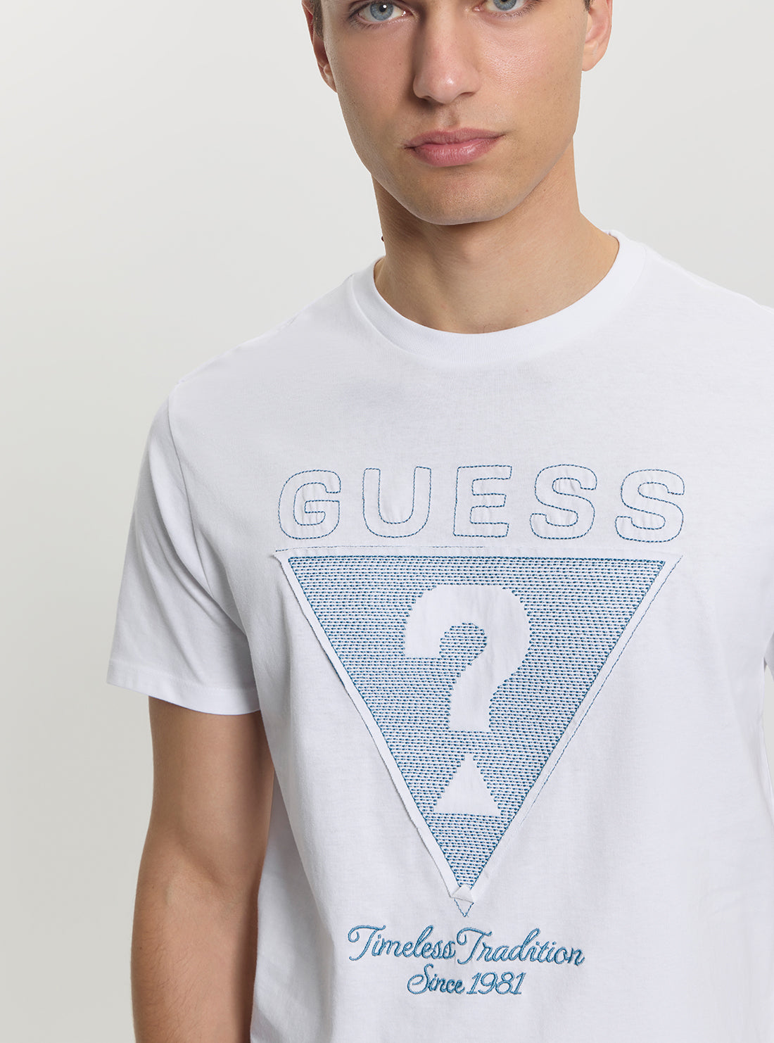 GUESS Mens White Basic Timeless Triple T-Shirt M5GI29KBW41 Front Detail View