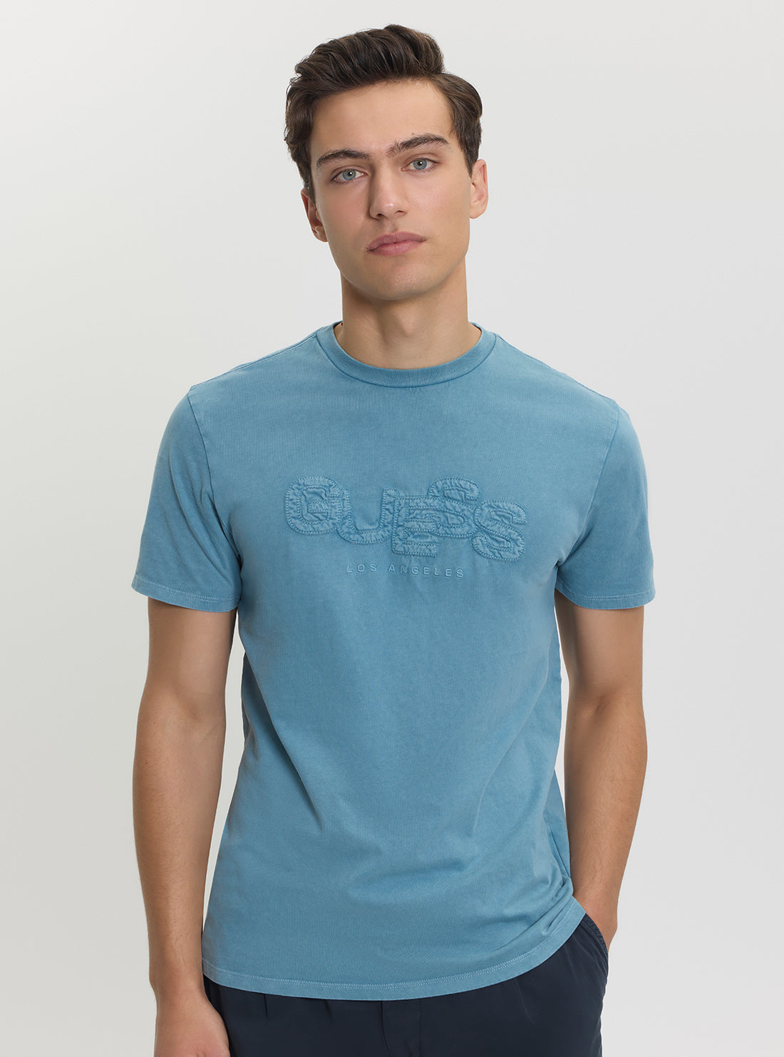 GUESS Mens Blue Multi Basic Stack T-Shirt M5GI34KBZV1 Detail View_2