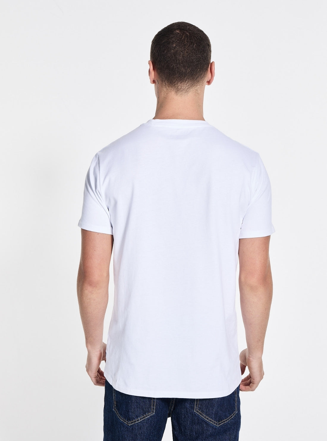 GUESS Mens White Basic Guess Classic Design T-Shirt Back View