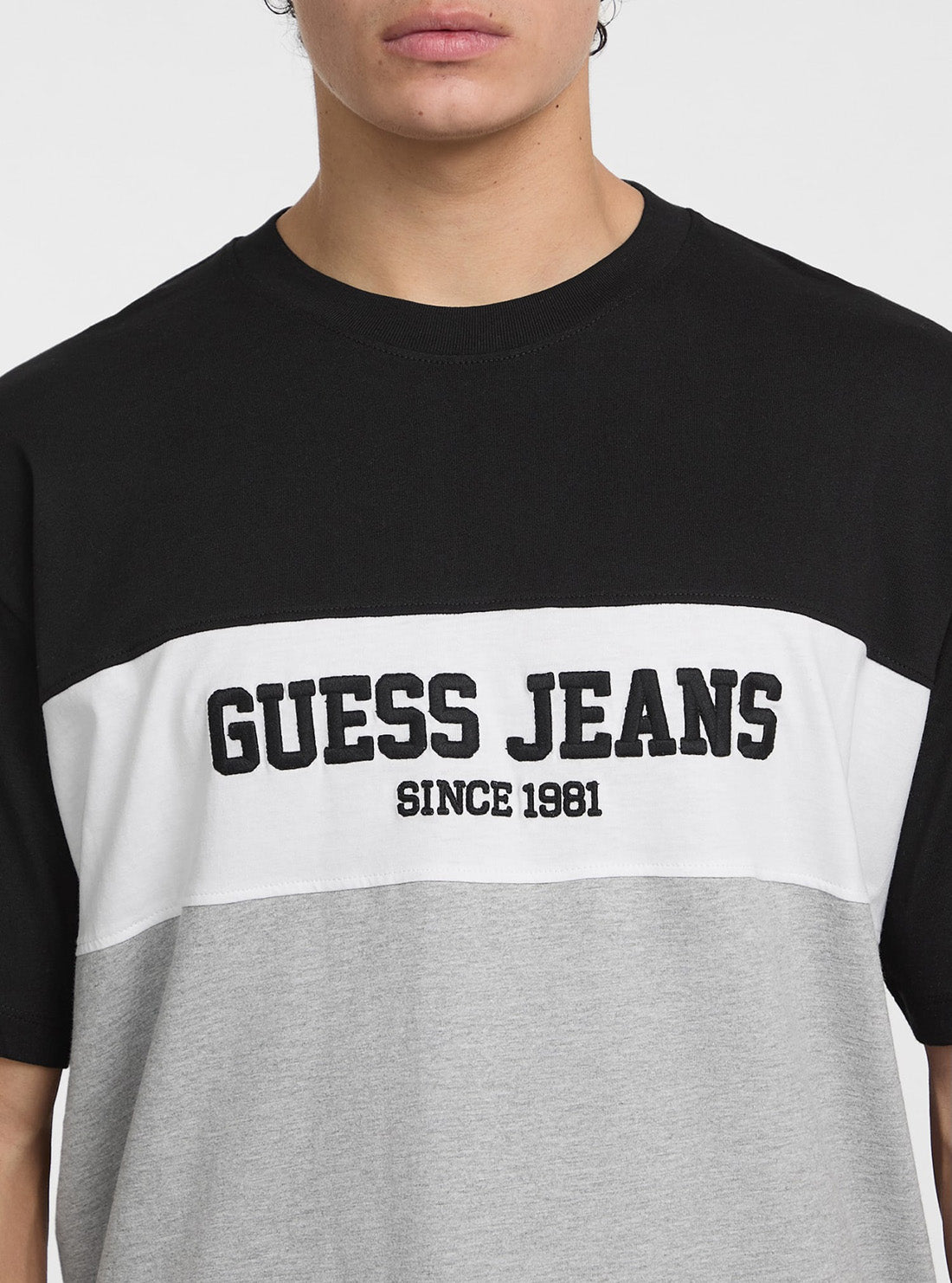 Guess Jeans Grey Oversized Horizontal Striped T-Shirt M5GI45K8FQ4 Detail View