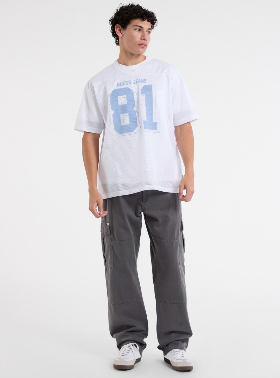 Guess Jeans White Oversized 81 Mesh T-Shirt M5GI48KCTE2 Full View