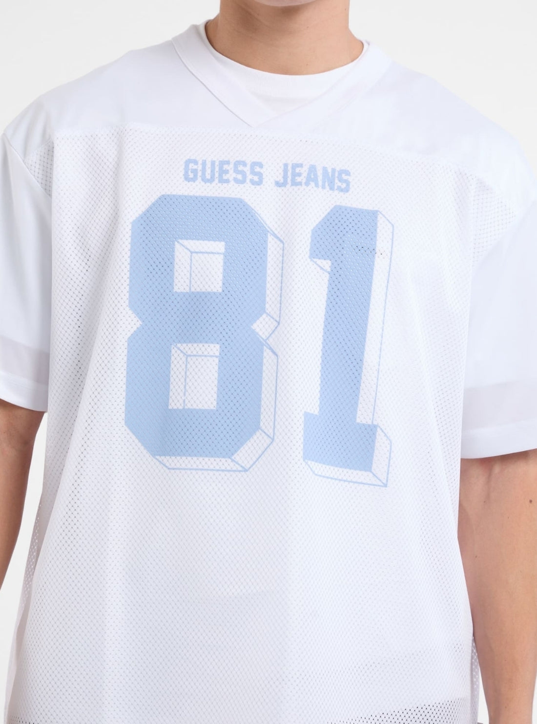 Guess Jeans White Oversized 81 Mesh T-Shirt M5GI48KCTE2 Detail View