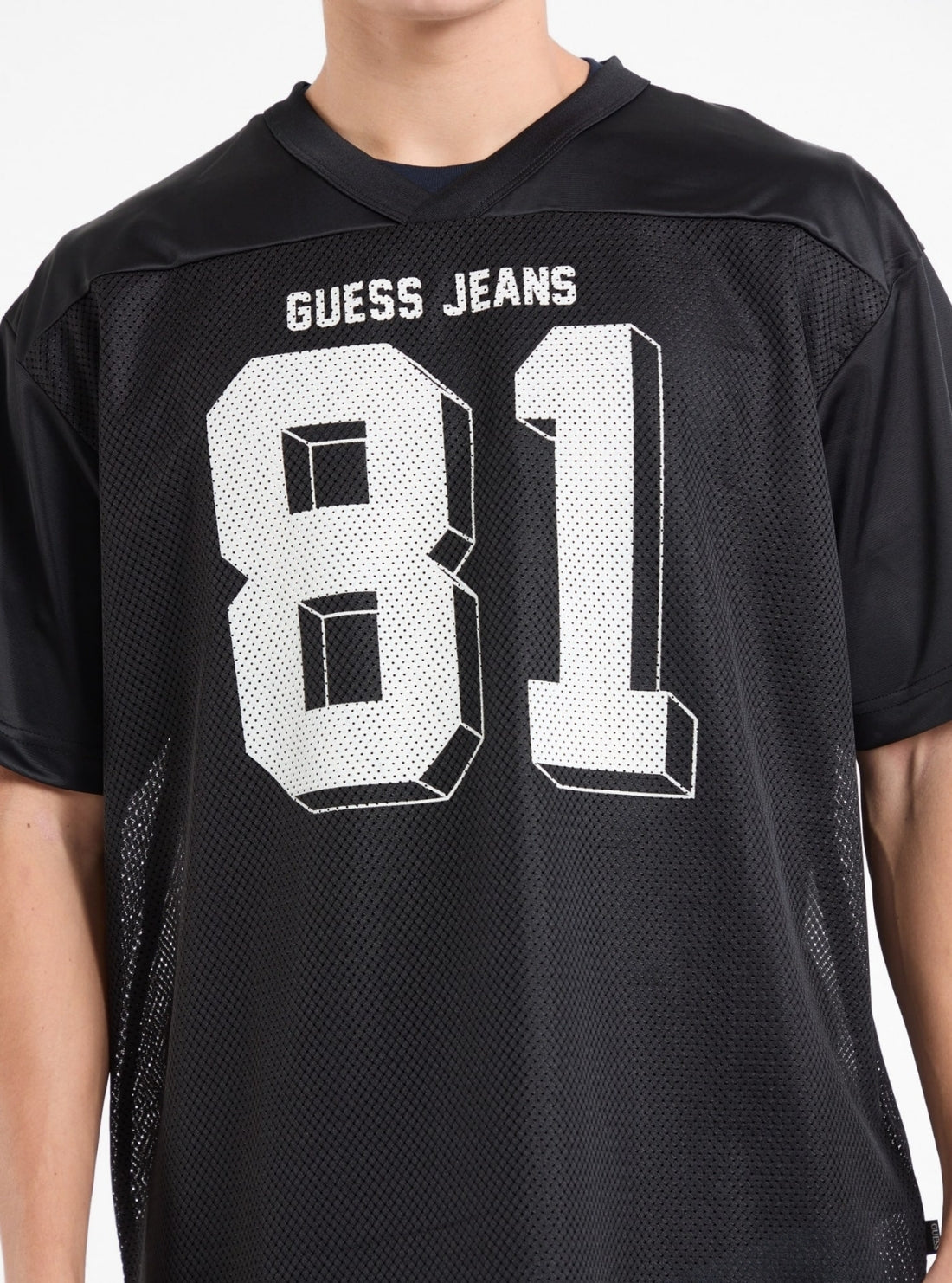 Guess Jeans Black Oversized 81 Mesh T-Shirt M5GI48KCTE2 Detail View
