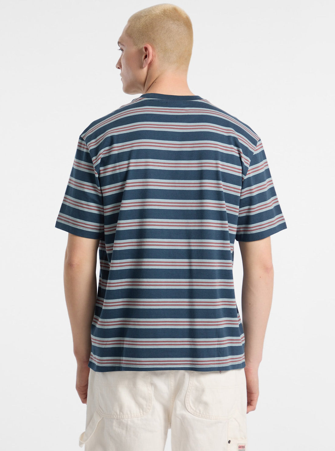 Guess Originals Blue Horizontal Stripe T-Shirt M5GI60K8FQ4 Back View