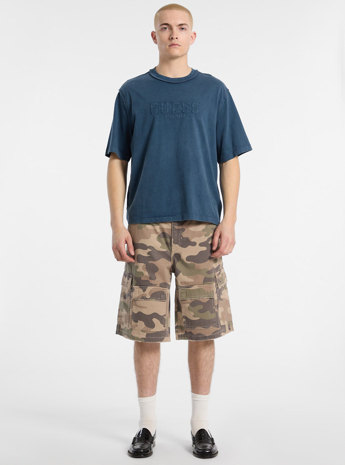 Guess Originals Blue Appliqué Boxy T-Shirt M5GI63K8FQ4 Full View