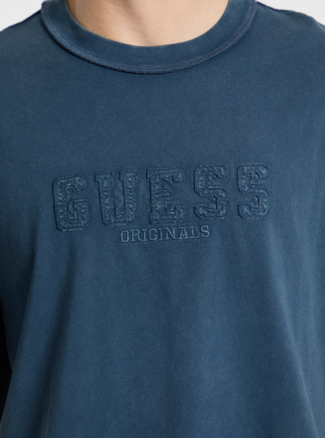 Guess Originals Blue Appliqué Boxy T-Shirt M5GI63K8FQ4 Detail View
