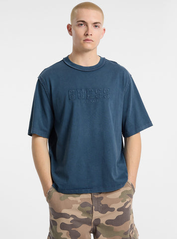 Guess Originals Blue Appliqué Boxy T-Shirt M5GI63K8FQ4 Front View