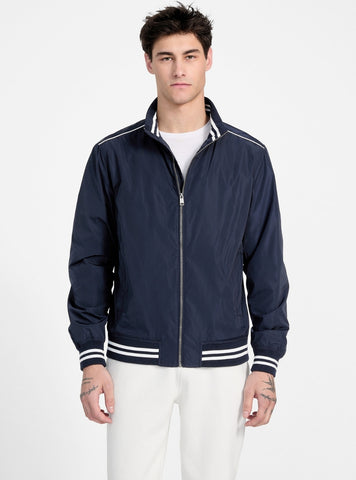 GUESS Mens Eco Blue Urban Satin Bomber Jacket M5GL28WH762 Front View