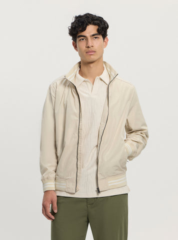 GUESS Mens Eco Beige Urban Satin Bomber Jacket M5GL28WH762 Front View