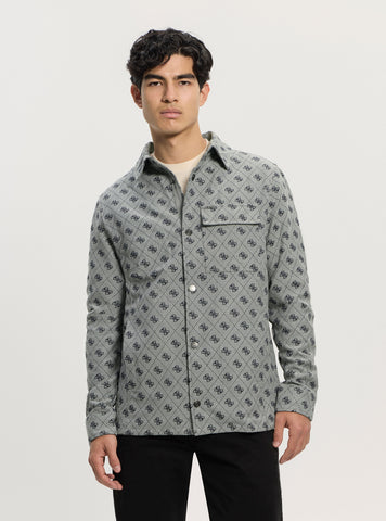 GUESS Mens Blue Logo Monogram Shirt Jacket M5GL30WGUE0 Front View