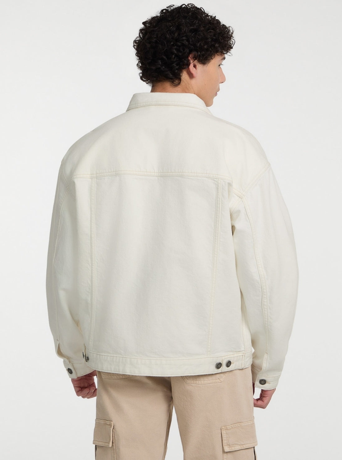 Guess Jeans White Oversized Trucker Jacket M5GN38D5OC1 Back View