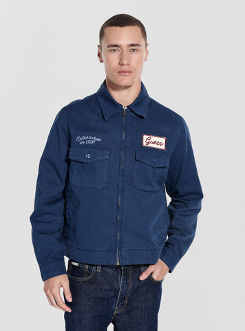 Guess Originals Blue Full Zip Cap Jacket M5GN54WGCVA Front View