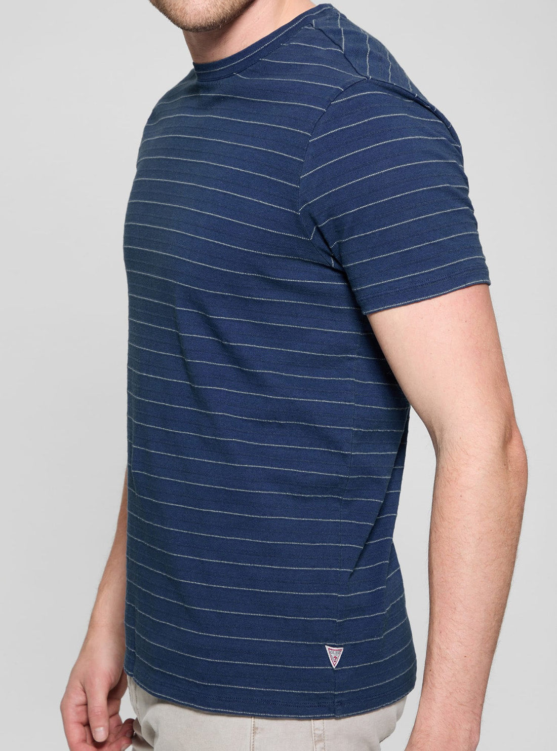 GUESS Mens Blue Archer Striped T-Shirt M5GP20KCRX0 Detail View