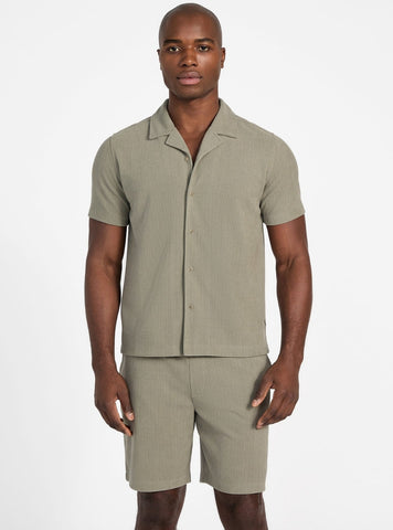 GUESS Mens Eco Green Baron Textured Knitted Shirt M5GP21KCRY0 Front View