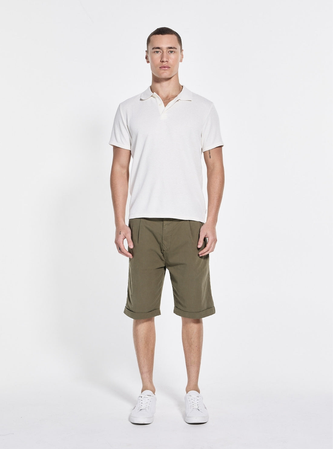 GUESS Mens White Madden Soft Knitted Polo Shirt M5GP27KCRF0 Full View