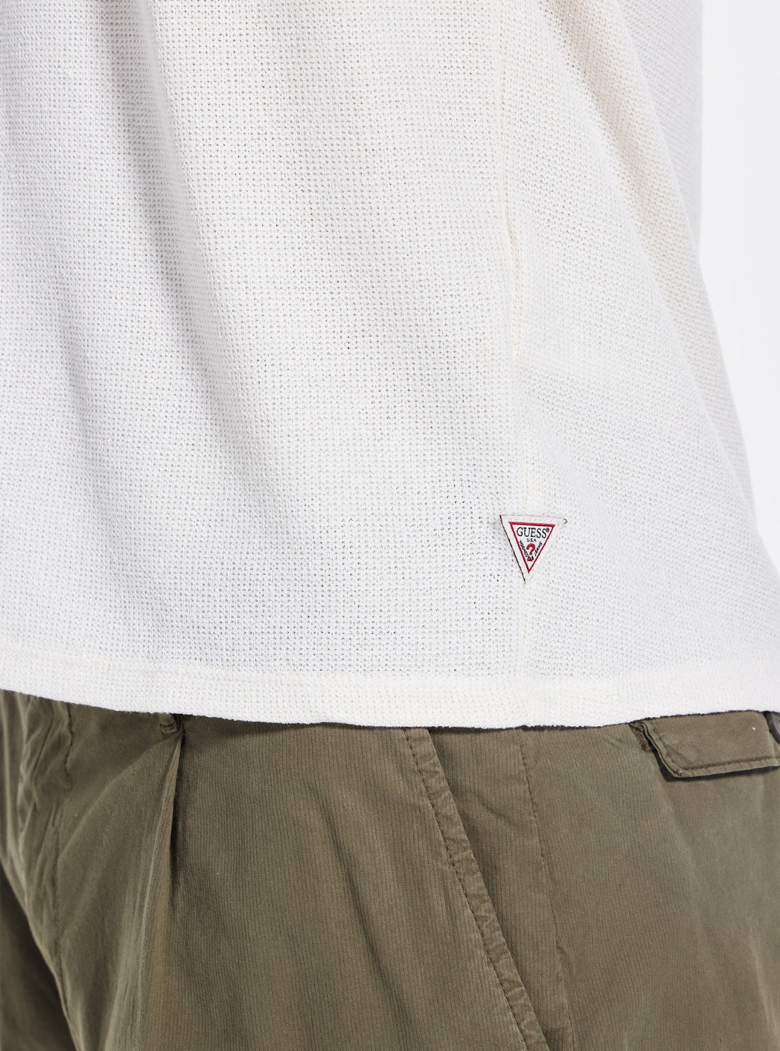 GUESS Mens White Madden Soft Knitted Polo Shirt M5GP27KCRF0 Detail View