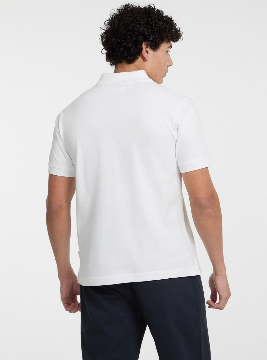 Guess Jeans White Striped Embroidered Polo Shirt M5GP29KCJV1 Back View