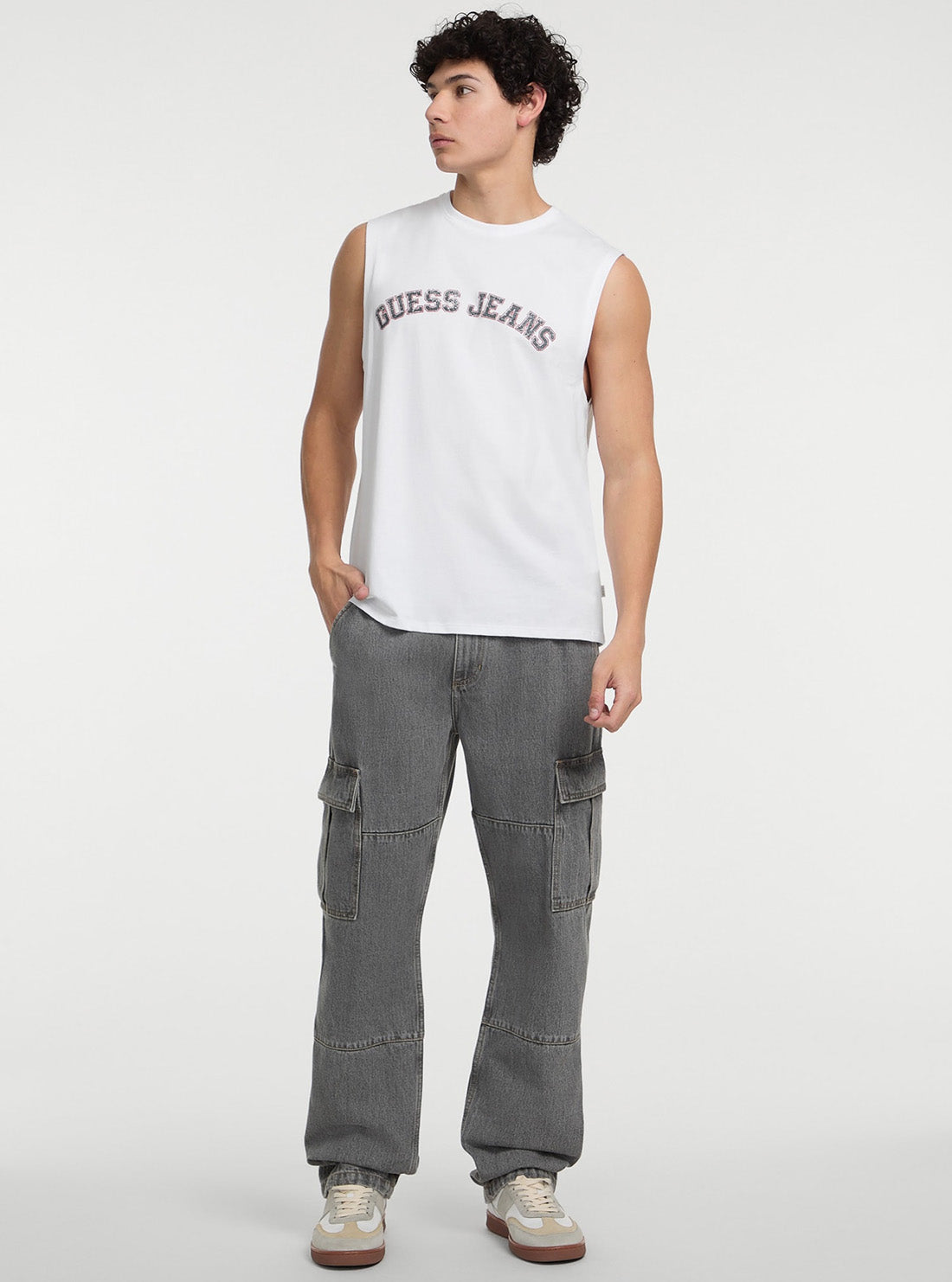 Guess Jeans Eco White Muscle Collegiate Tank