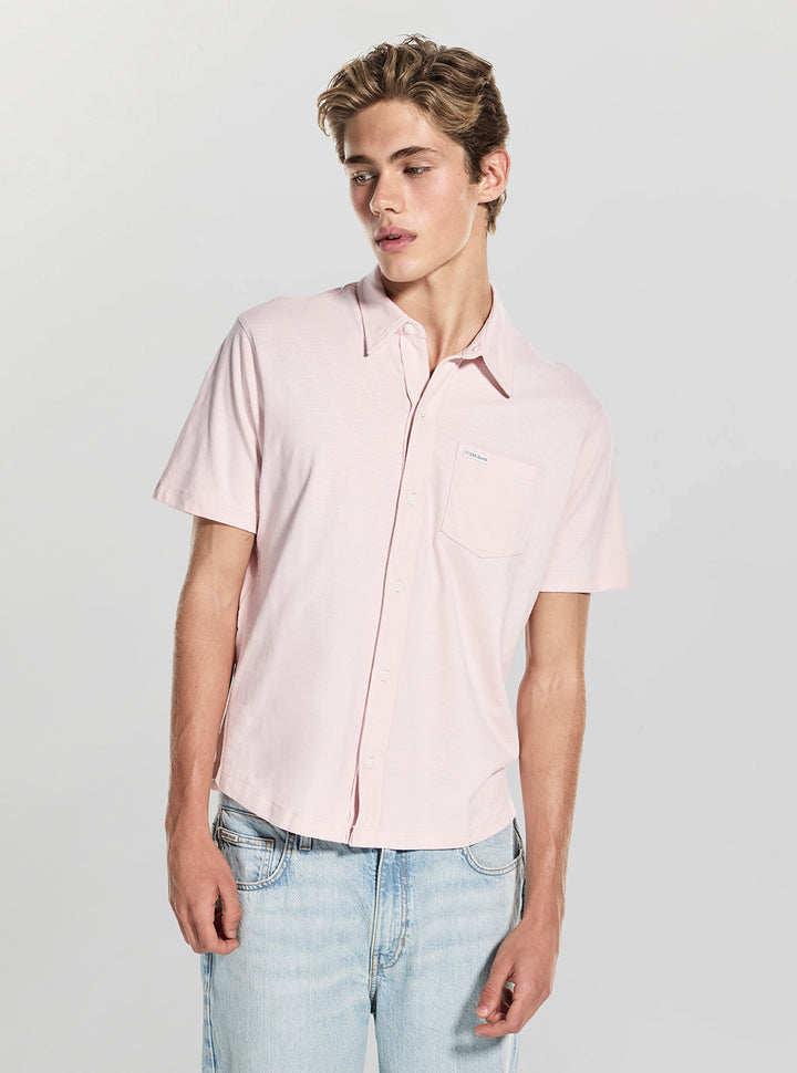 Guess Jeans Pink Button Front Shirt M5GP32KCTV1 Front View