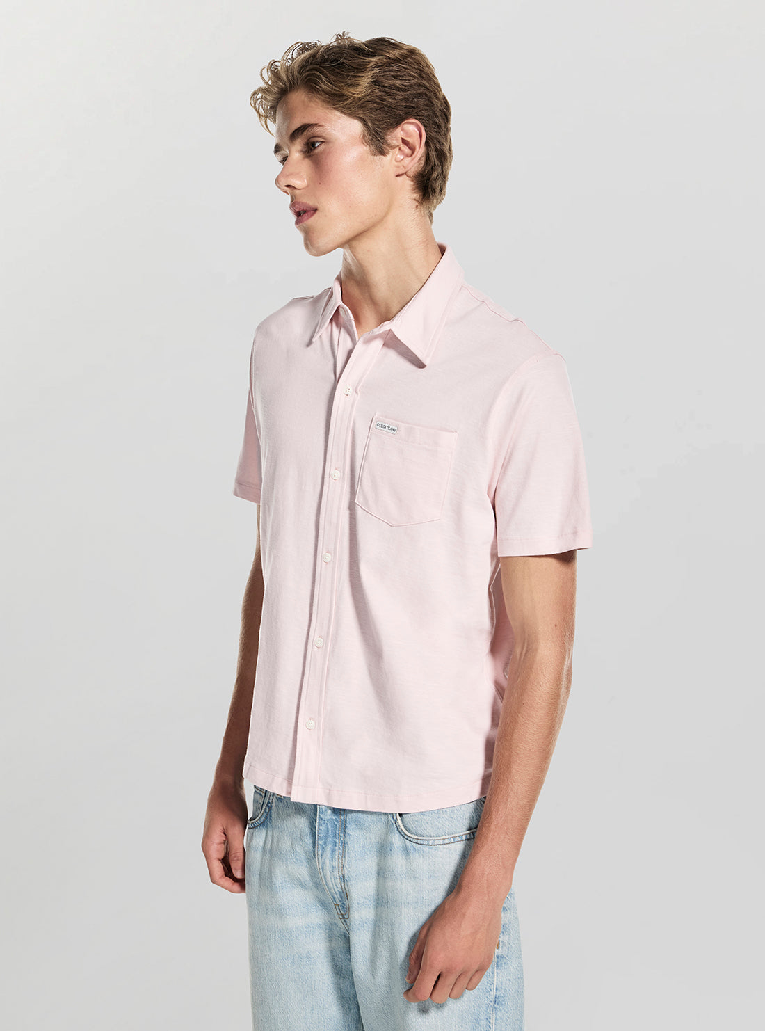 Guess Jeans Pink Button Front Shirt M5GP32KCTV1 Side View