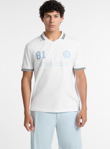 Guess Jeans Eco White Soccer Polo T-Shirt M5GP46K8FQ4 Front View