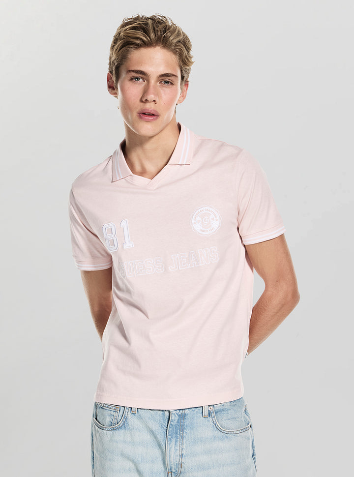 Guess Jeans Eco Pink Soccer Polo T-Shirt M5GP46K8FQ4 Front View