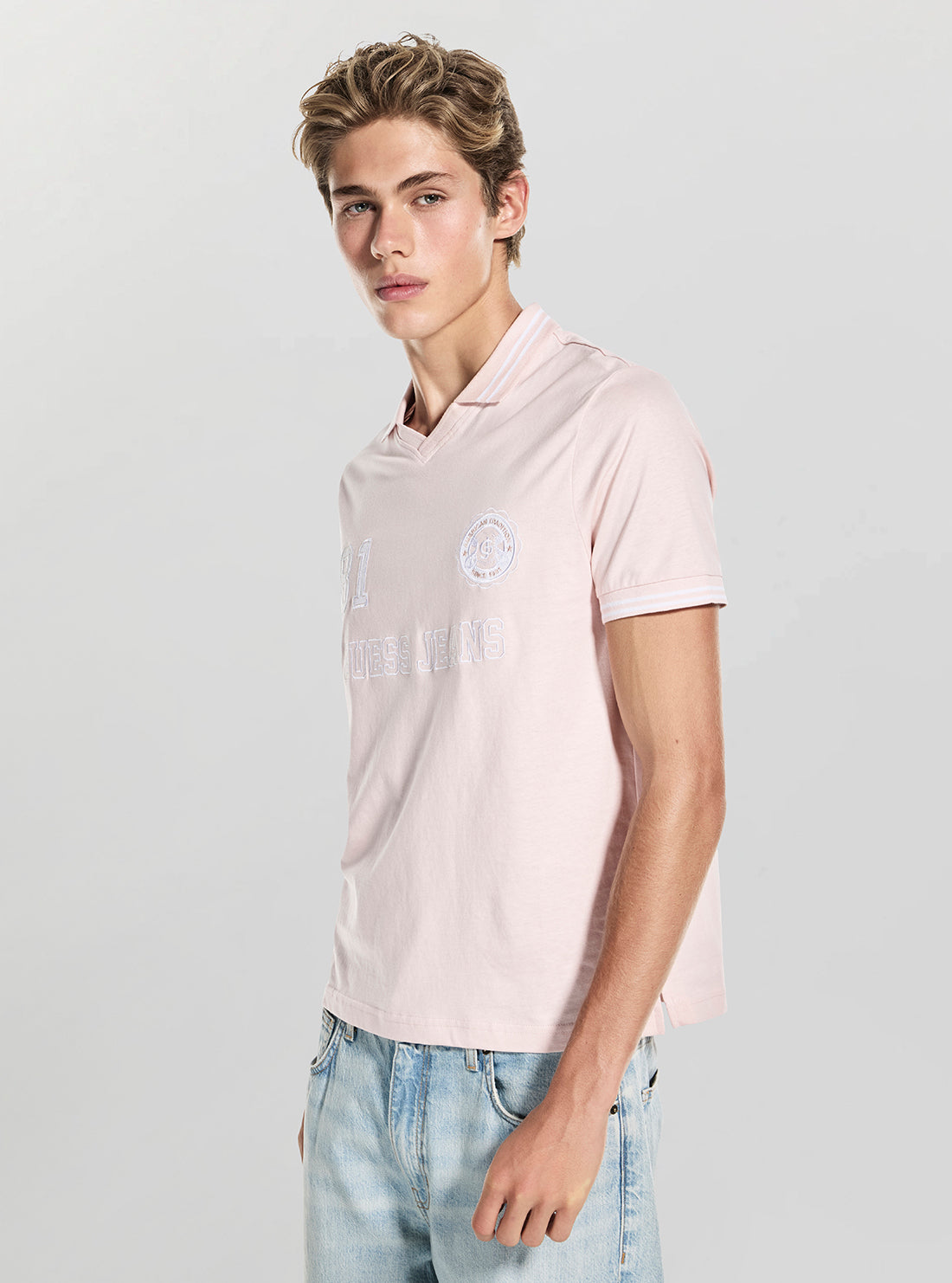 Guess Jeans Eco Pink Soccer Polo T-Shirt M5GP46K8FQ4 Side View