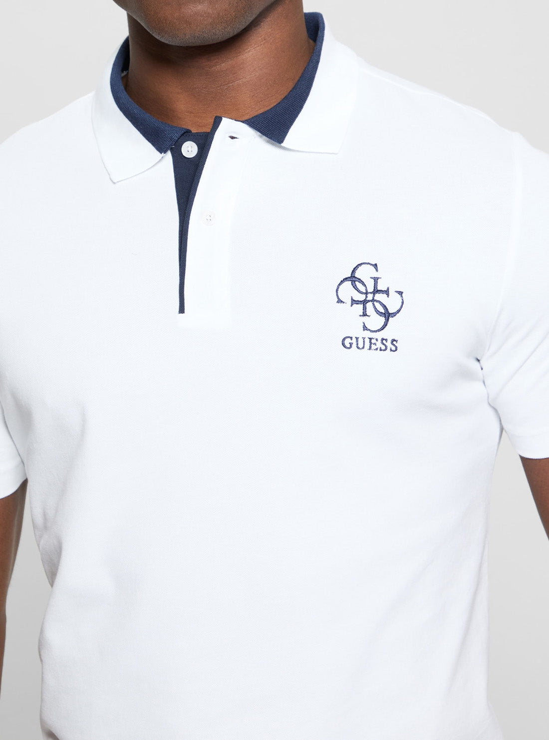 GUESS Mens Eco White Lyle Polo Shirt M5GP60K7O64 Detail View
